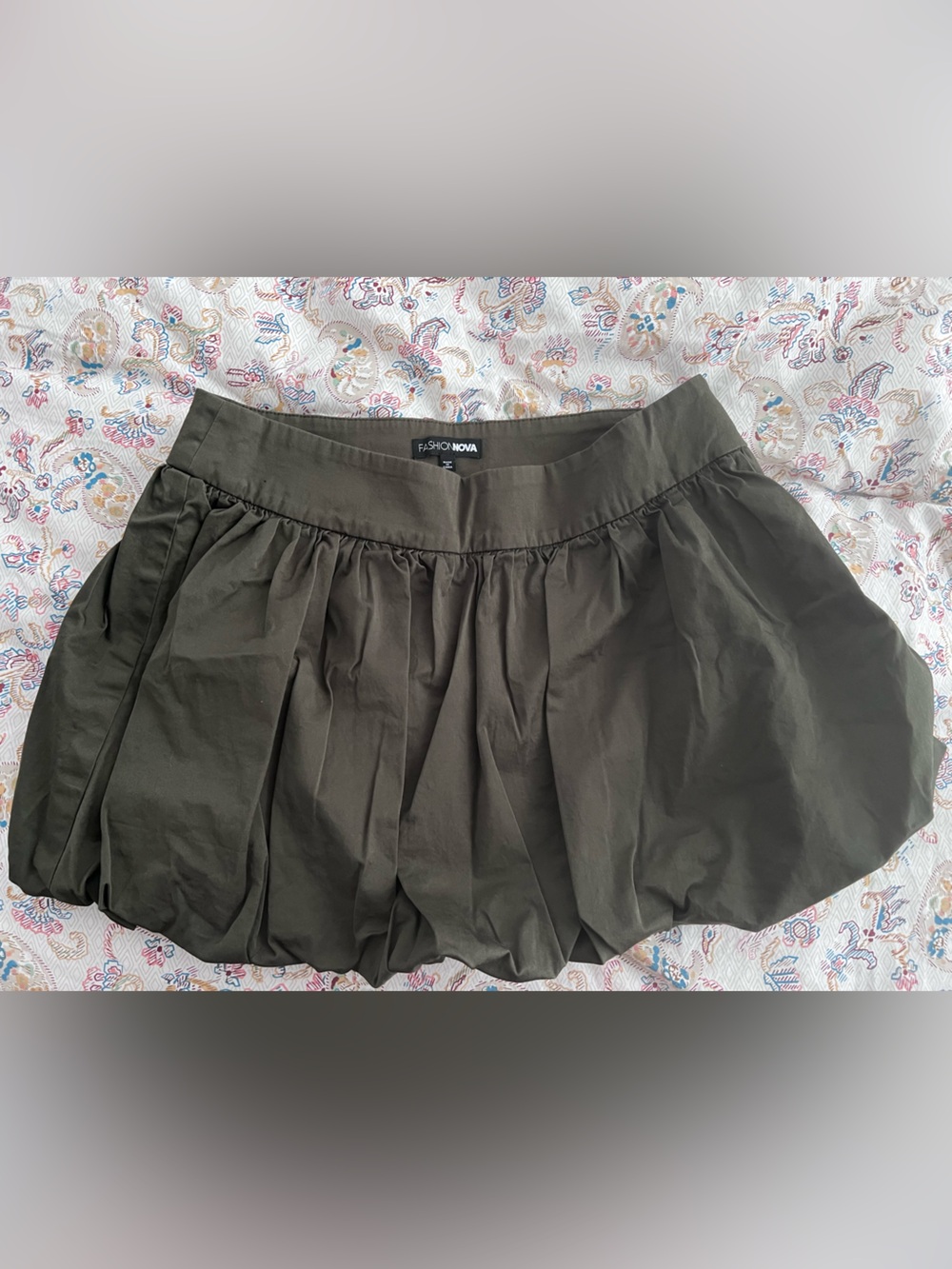 Fashion Nova Olive Bubble Mini Skirt - Womens - Picture 5 of 8